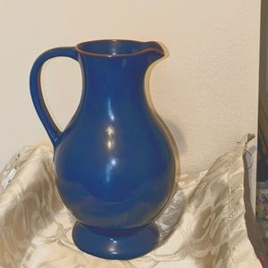 Large ValDoSol red clay  pitcher handmade in Portugal color Cobalt blue